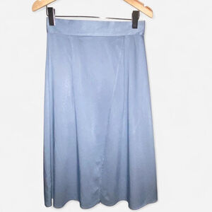 Powder Blue Midi Faux Wrap Skirt